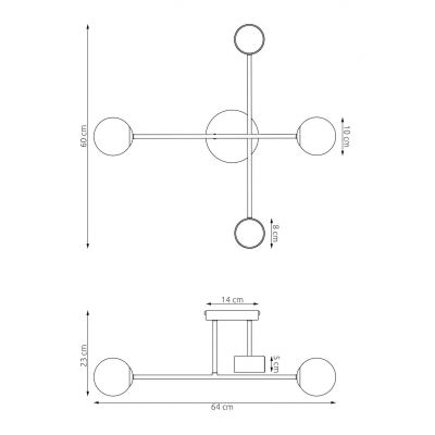 Emibig Holon lampa podsufitowa 4x8 W szara 1560/4