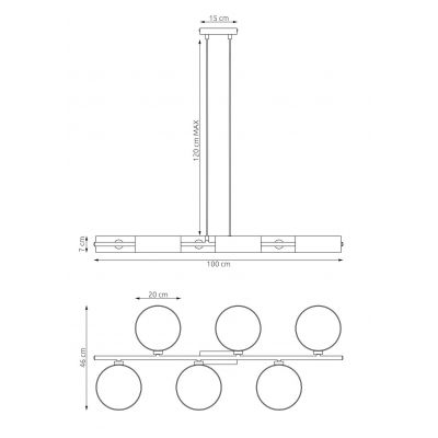 Emibig Drumz lampa wisząca 6x10 W czarna 1562/6