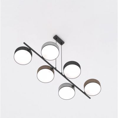 Emibig Drumz lampa wisząca 6x10 W czarna/szary/beżowa 1566/6