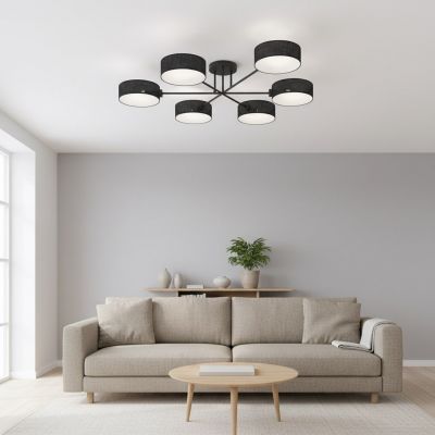 Emibig Maga lampa podsufitowa 6x10 W czarna 1568/6