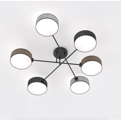 Emibig Maga lampa podsufitowa 6x10 W czarna/szara/beżowa 1572/6