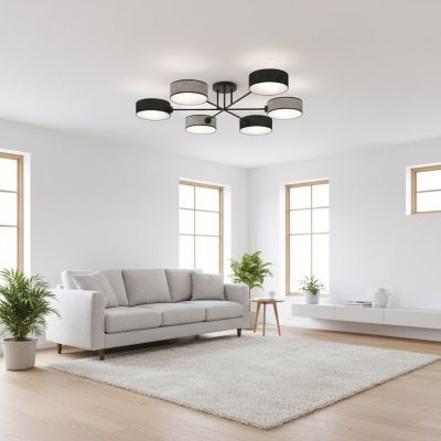 Emibig Maga lampa podsufitowa 6x10 W czarna/szara 1573/6