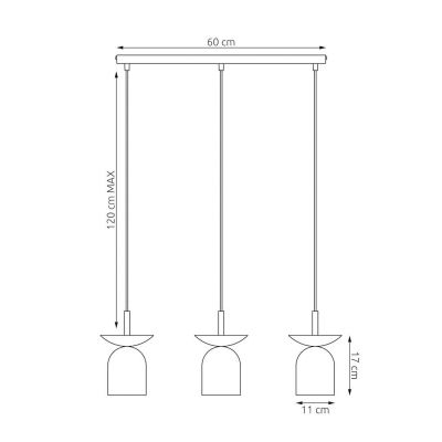 Emibig Ego lampa wisząca 3x8 W czarna 1611/3