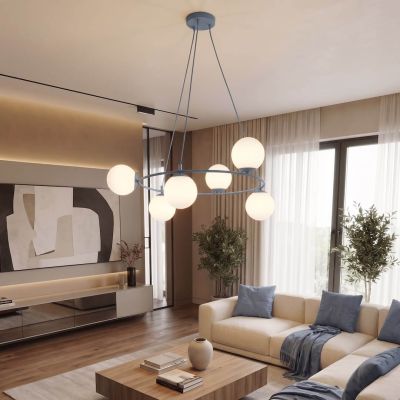 Emibig Azura lampa wisząca 6x10 W niebieska-opal 1830/6