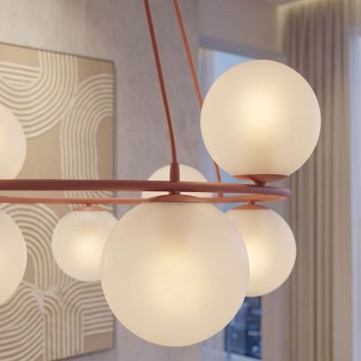 Emibig Azura lampa wisząca 8x10 W opal/koral 1831/8