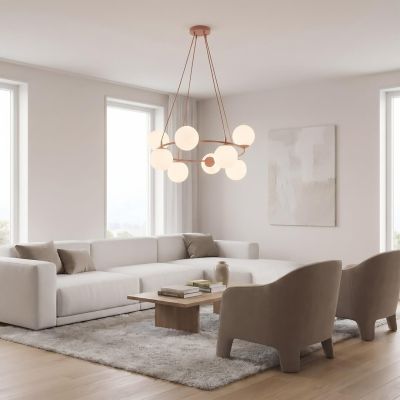 Emibig Azura lampa wisząca 8x10 W opal/koral 1831/8