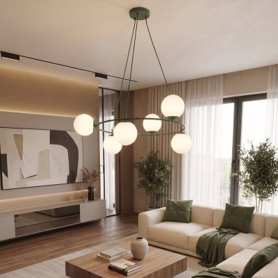 Emibig Azura lampa wisząca 6x10 W zielona-opal 1832/6