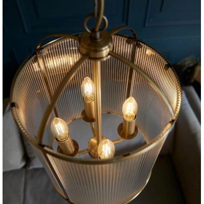 Endon Lambeth Ribbed lampa wisząca 4x6 W mosiądz 106711