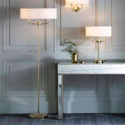 Endon Nixon lampa stojąca 2x40W biała/złota 70563