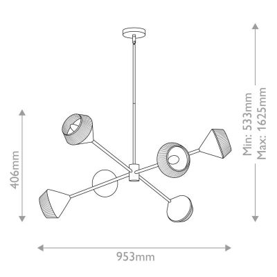 Elstead Lighting Daphne lampa podsufitowa 6x40 W czarna ALM-DAPHNE6-MB
