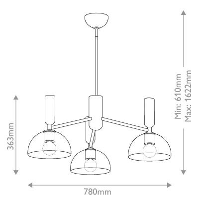 Elstead Lighting Jude lampa podsufitowa 3x60 W czarna ALM-JUDE3-MB-CL