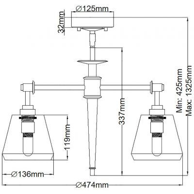 Elstead Lighting Agatha lampa wisząca 3x3 W 1x1 Wchrom polerowany BATH-AGATHA3P-PC