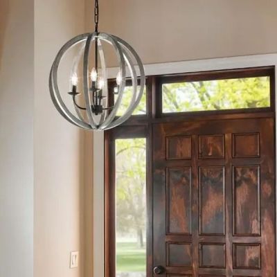 Elstead Lighting Allier lampa wisząca 4x60 W antyczne żelazo, postarzane drewno FE-ALLIER-4P-WW