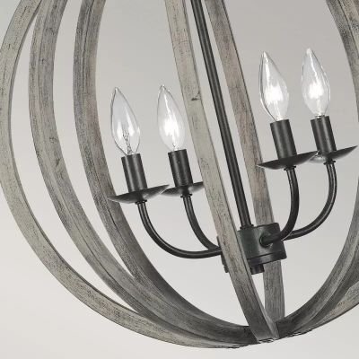 Elstead Lighting Allier lampa wisząca 4x60 W antyczne żelazo, postarzane drewno FE-ALLIER-4P-WW