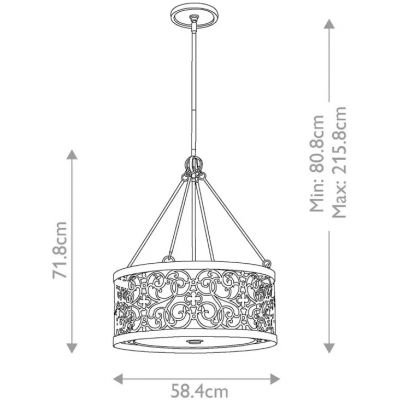 Elstead Lighting Arabesque lampa wisząca 4x60 W srebrna patyna FE-ARABESQUE4