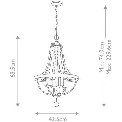Elstead Lighting Nori lampa wisząca 4x40 W ciemny postarzany cynk/drewno FE-NORI4-DWZ