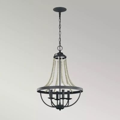 Elstead Lighting Nori lampa wisząca 4x40 W ciemny postarzany cynk/drewno FE-NORI4-DWZ