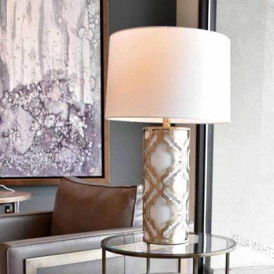 Elstead Lighting Arabella lampa stołowa 1x100 W biała-srebro postarzane  GN-ARABELLA-TL-S