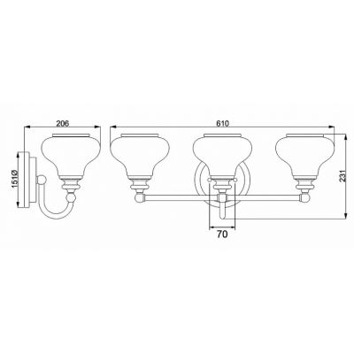 Elstead Lighting Ainsley kinkiet 3x3 W polerowany chrom HK-AINSLEY3-BATH