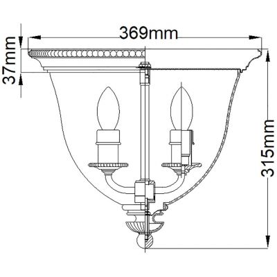 Elstead Lighting Cambridge plafon 2x60 W mosiądz oksydowany HK-CAMBRIDGE-F-B