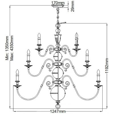Elstead Lighting Cambridge lampa wisząca 25x40 W mosiądz oksydowany HK-CAMBRIDGE25