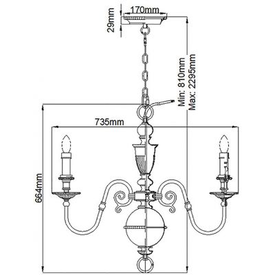 Elstead Lighting Cambridge lampa wisząca 6x40 W mosiądz oksydowany HK-CAMBRIDGE6
