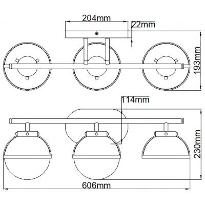 Elstead Lighting Hollis kinkiet 3x40 W biały-czarny HK-HOLLIS3-O-BK-BATH