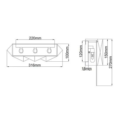 Elstead Lighting Zuma kinkiet 3x9 W czarny-srebrny HK-ZUMA-3W-SBS