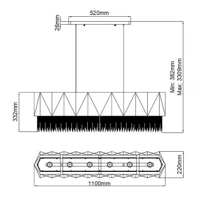 Elstead Lighting Zuma lampa wisząca 6x60 W czarna/srebrna HK-ZUMA-ISLE-SBS