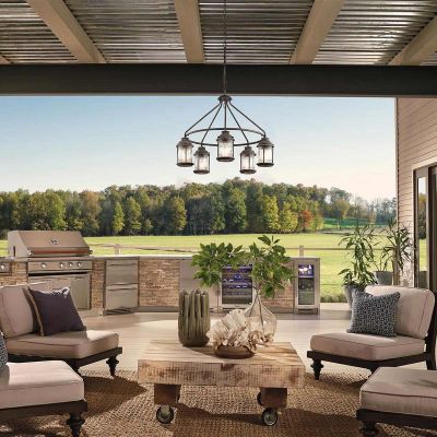 Elstead Lighting Ashland Bay lampa wisząca 5x60 W postarzany cynk KL-ASHLANDBAY-5P