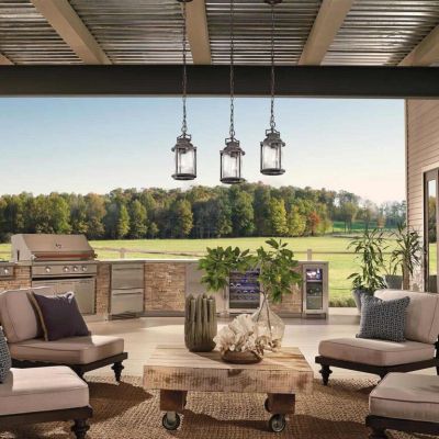 Elstead Lighting Ashland Bay lampa wisząca 1x60 W postarzany cynk KL-ASHLANDBAY8-S