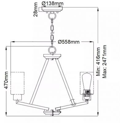 Elstead Lighting Deryn lampa wisząca 3x60 W mosiądz KL-DERYN3-NBR