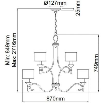 Elstead Lighting Lacey lampa wisząca 9x40 W antyczny pewter/biała KL-LACEY9-AP