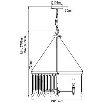 Elstead Lighting Piper lampa wisząca 6x60 W chrom polerowany KL-PIPER-6P-PC