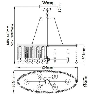 Elstead Lighting Piper lampa wisząca 6x60 W polerowany chrom KL-PIPER-ISLE-PC
