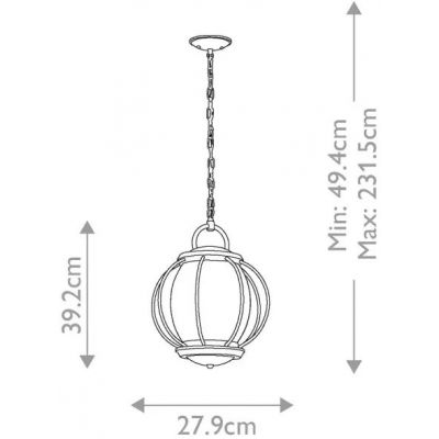 Elstead Lighting Vandalia lampa wisząca zewnętrzna 1x60 W czarna KL-VANDALIA8-M