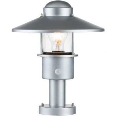 Elstead Lighting Klampenborg lampa stojąca zewnętrzna z czujnikiem ruchu 1x60 W srebrna KLAMPENBORG-PED-PIR-SIL