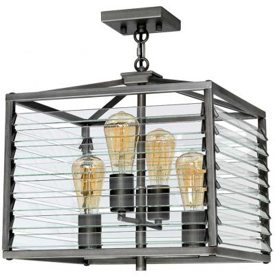Elstead Lighting Louvre lampa wisząca 4x60 W szary/popielaty LOUVRE-4P