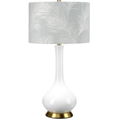 Elstead Lighting Lena lampa stołowa 1x60 W biała/postarzany mosiądz/jasny niebieski MILO-AB-TL-FDEB