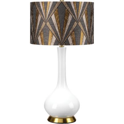 Elstead Lighting Milo lampa stołowa 1x60 W biała-postarzany mosiądz-szara-brązowa-żółta MILO-AB-TL-VOGPB