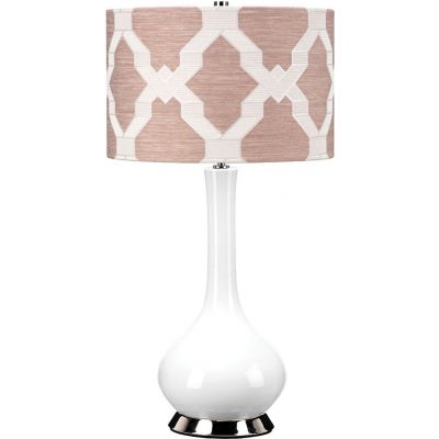Elstead Lighting Milo lampa stołowa 1x60 W biała-polerowany nikiel-beżowa MILO-PN-TL-OVTH