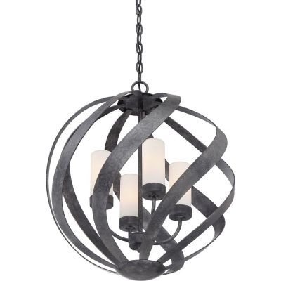 Quintiesse Blacksmith lampa wisząca 4x40 W stara czerń/opal  QN-BLACKSMITH-4P-OBK