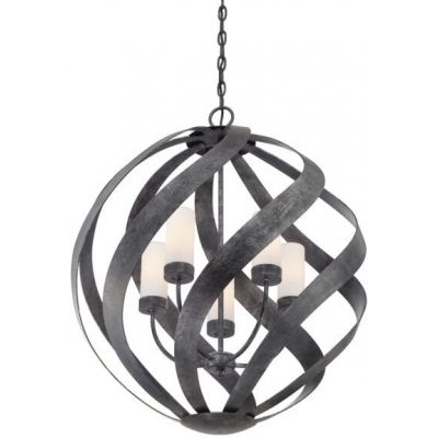 Quintiesse Blacksmith lampa wisząca 5x40 W stara czerń/opal QN-BLACKSMITH-5P-OBK