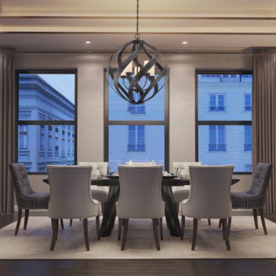 Quintiesse Blacksmith lampa wisząca 5x40 W stara czerń/opal QN-BLACKSMITH-5P-OBK