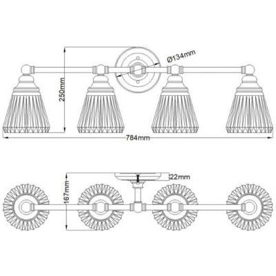 Quintiesse Keynes kinkiet 4x3 W polerowany chrom-przezroczysty QN-KEYNES4-BATH