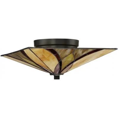 Elstead Lighting Asheville lampa podsufitowa 2x60 W bursztynowa-czerwona-kremowa QZ-ASHEVILLE-F
