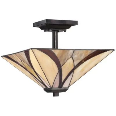 Elstead Lighting Asheville lampa podsufitowa 2x60 W bursztynowa-czerwona-kremowa QZ-ASHEVILLE-SF