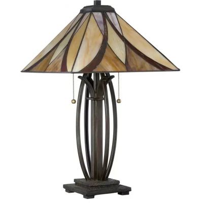 Elstead Lighting Asheville lampa stołowa 2x60 W bursztynowa-kremowa-czerwona QZ-ASHEVILLE-TL