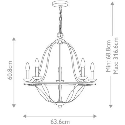 Elstead Lighting Bradbury lampa wisząca 5x40 W popielaty QZ-BRADBURY5-GK