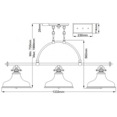 Elstead Lighting Emery lampa wisząca 3x60 W brąz palladiański QZ-EMERY3P-PN